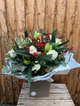 Christmas rose and lily handtied